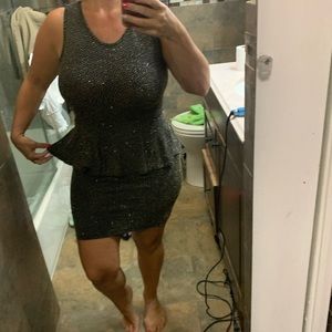 Peplum ruffle sparkle dress